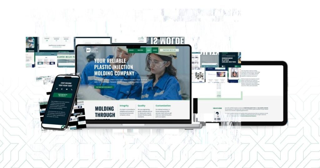 Responsive design showcase of Houston Plastic Products website on various devices reflecting modern digital branding strategy.