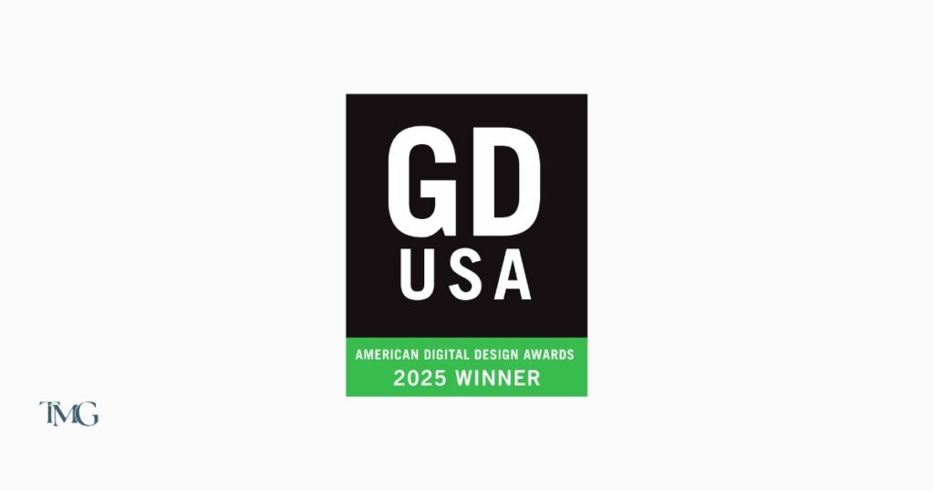 Logo of the Graphic Design USA American Digital Design Awards 2025 winner badge.