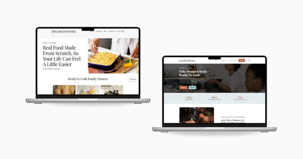 Comparison views of the Dream Dinners website across devices, demonstrating a cohesive website UX strategy focused on clarity and ease of use.