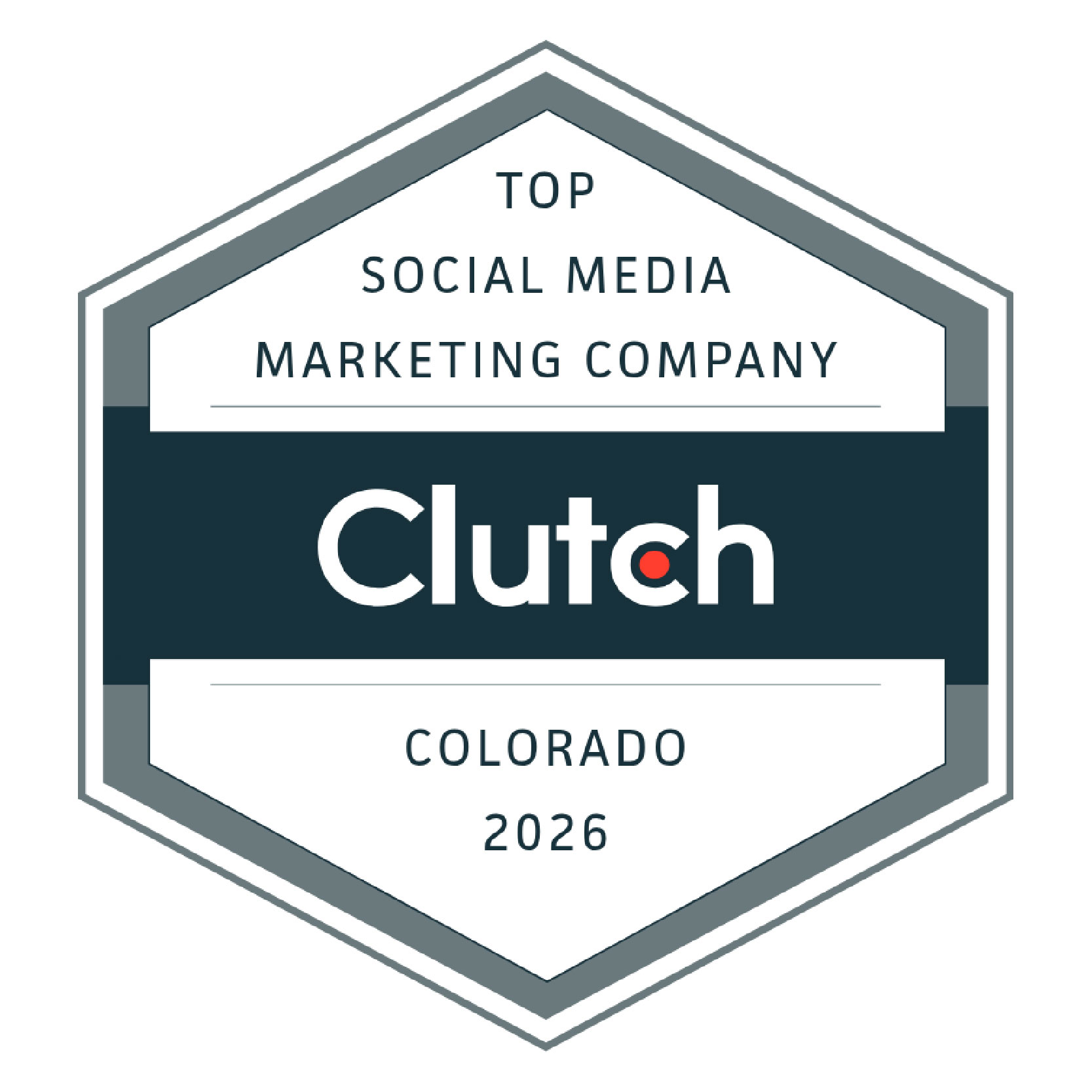 Award badge for Social Media Marketing Company for 2026 in Colorado