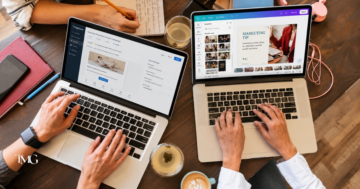 Marketers comparing email marketing vs social media tools while planning their digital marketing strategy.