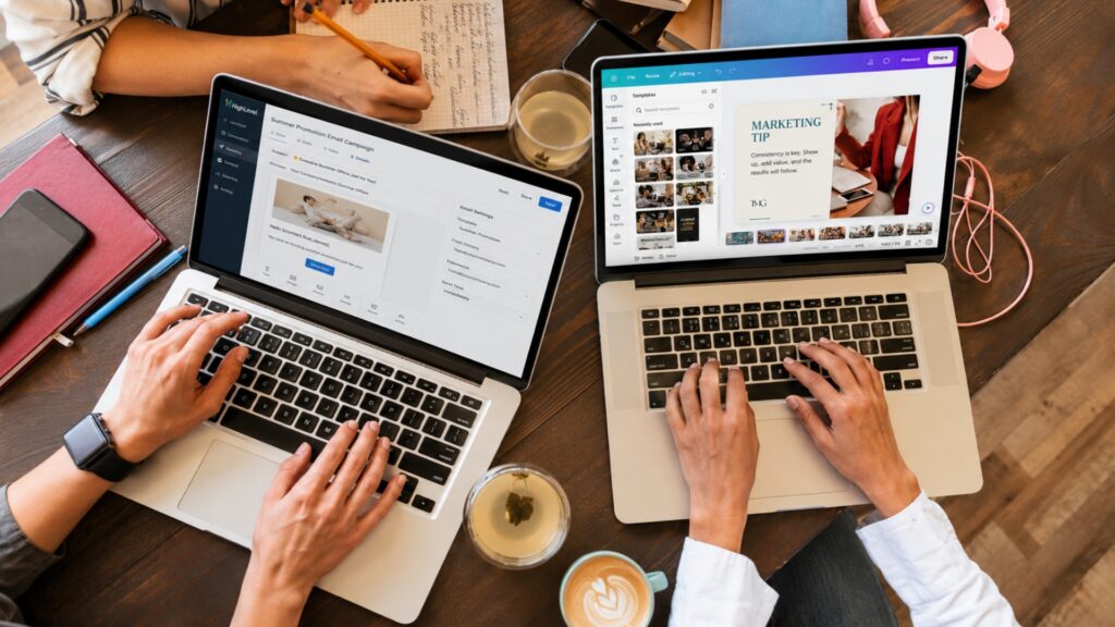Marketers comparing email marketing vs social media tools while planning their digital marketing strategy.